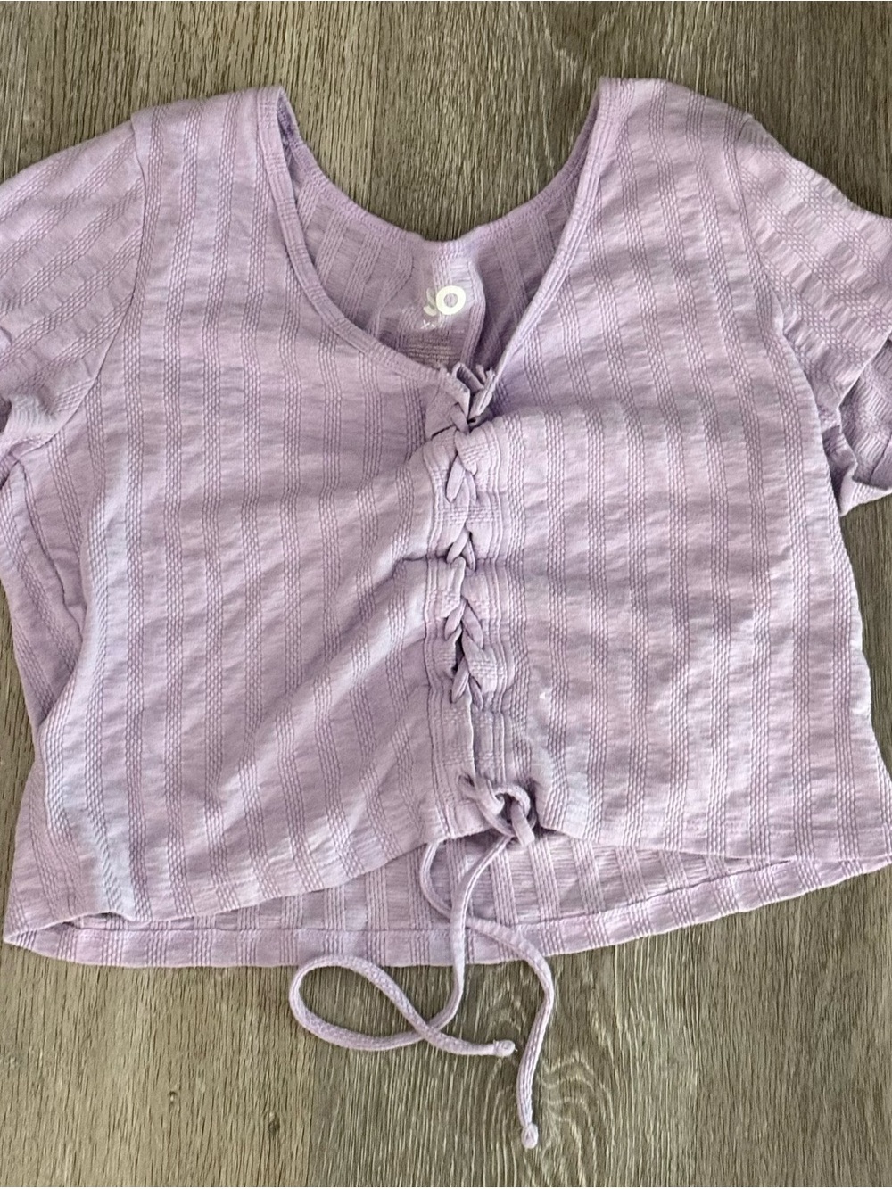 SO Lilac Lace-Up Crop Top